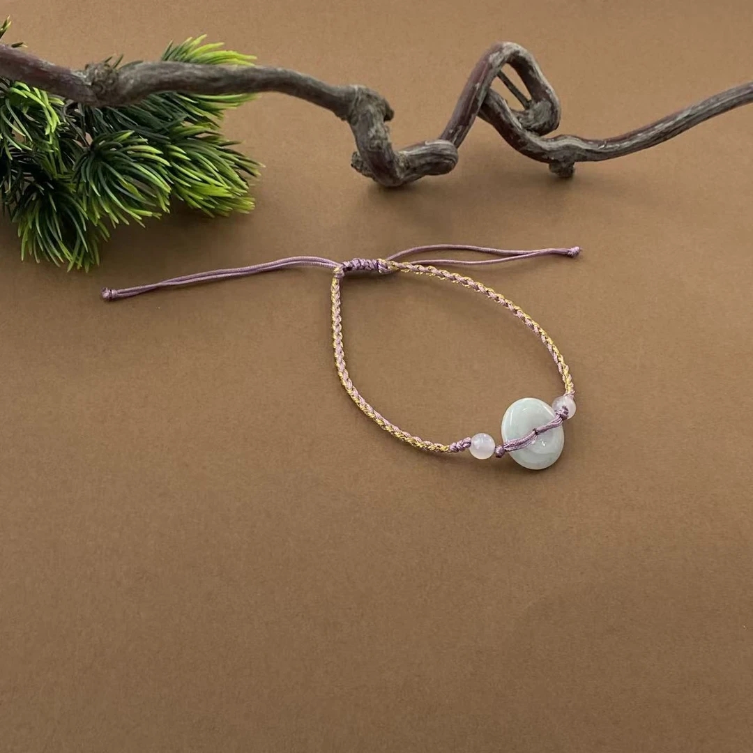 【非遗珍宝】翡翠平安扣手绳 约14*3mm（多样性发其一）