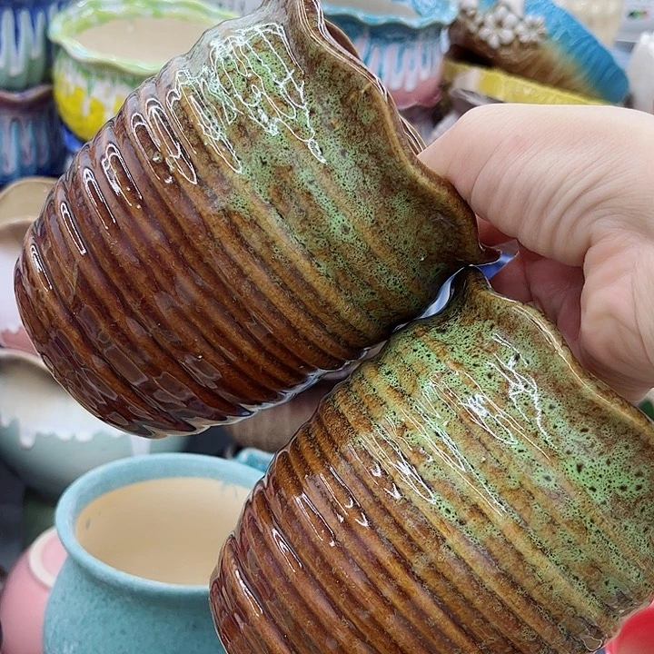 多肉绿植陶瓷花盆9.9包邮，有孔