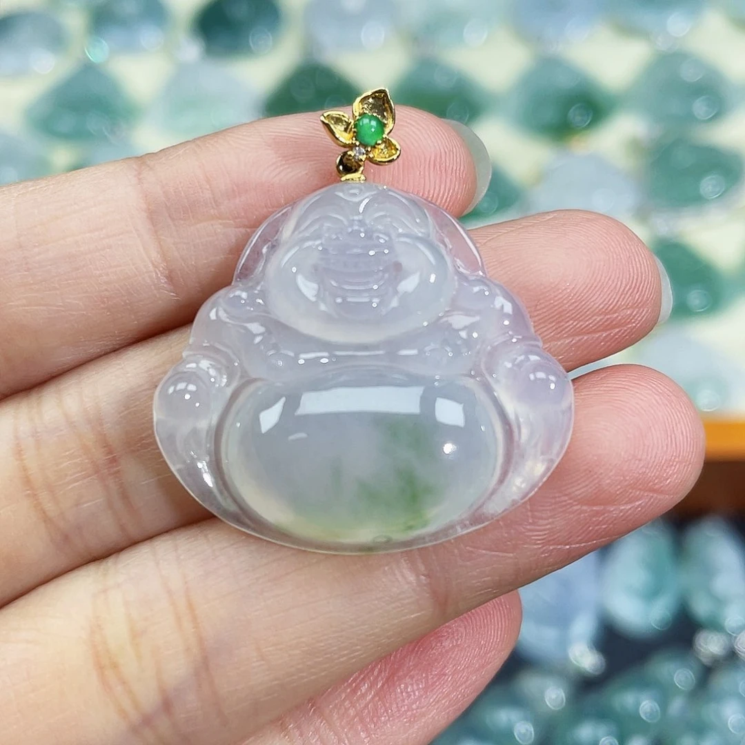 翡翠颈饰18K金镶嵌吊坠