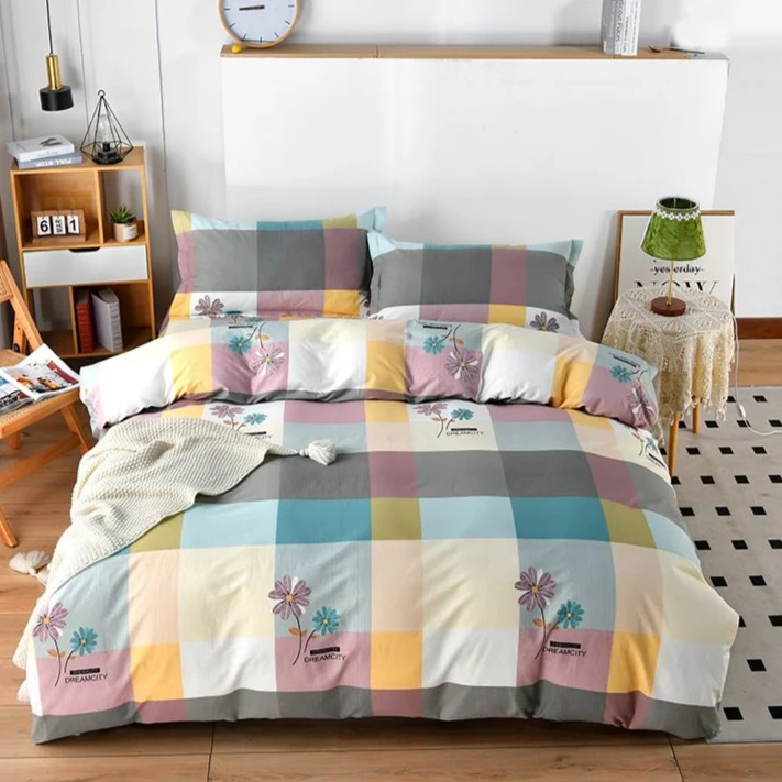 斜纹纯磨毛双人亲肤被套柔软加厚单人学生宿舍格子卡通被罩简约