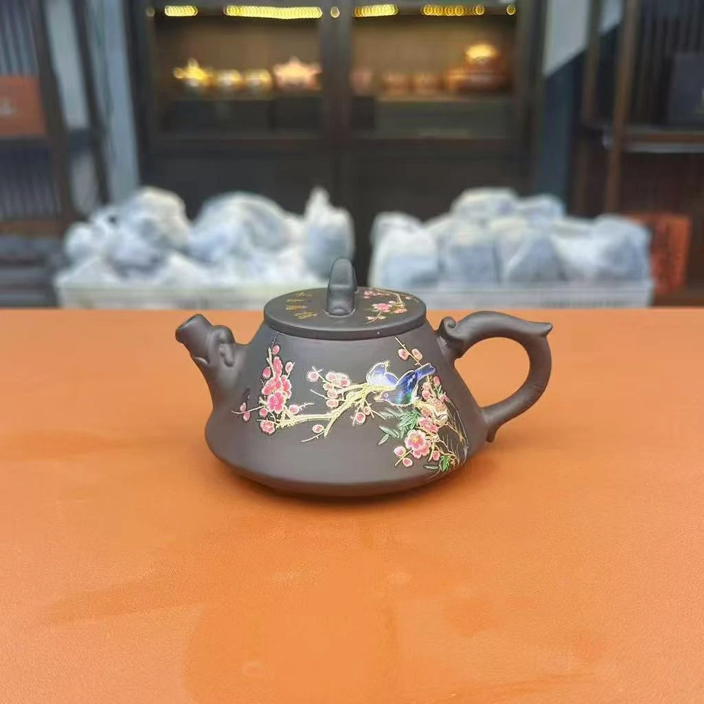 G3358-喜上眉梢变色紫砂石瓢壶