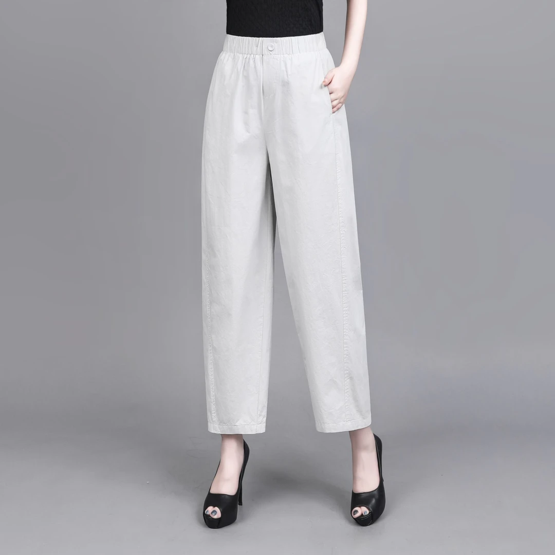 休闲裤女2025夏季薄款裤子宽松显瘦镰刀裤休闲女裤九分裤豌豆裤子