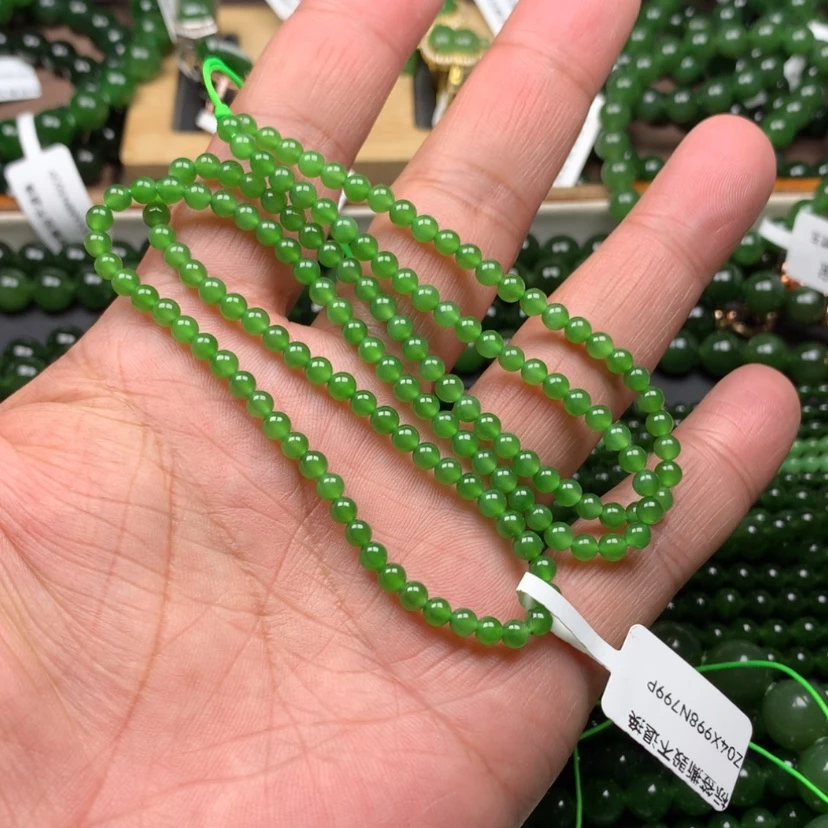 【闪购商品】颈饰未镶嵌和田玉（碧玉）冰底苹果绿4