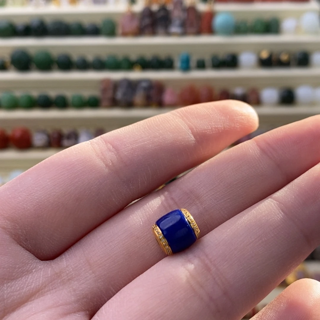 青金石18K金镶嵌颈饰单珠