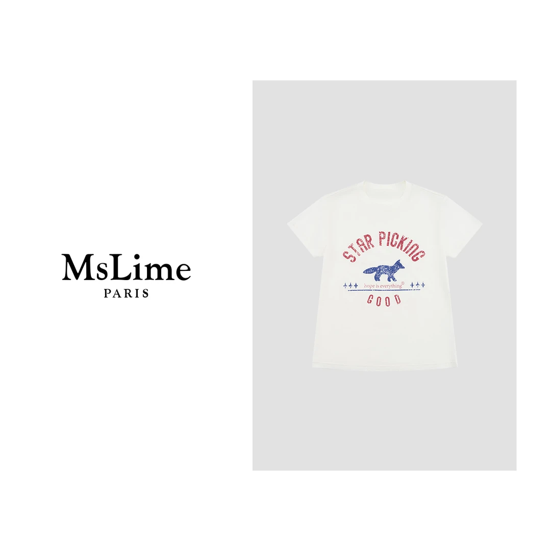 王嬛嬛MsLime25年‘美式T’春款时尚气质棉&麻T恤 HD2A0297