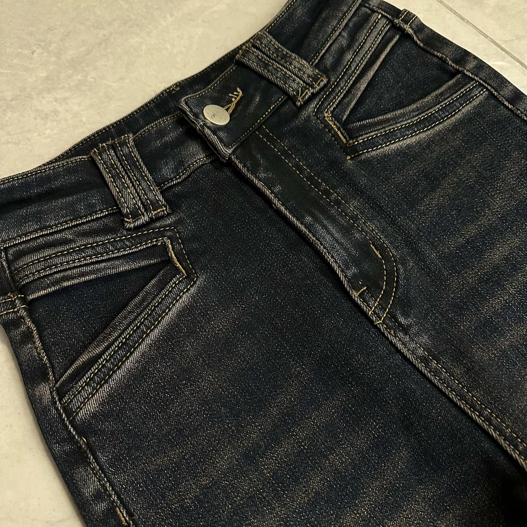 8009春季新款薄绒加长高个子狐狸眼宽边裤脚喇叭大气弹力牛仔裤女