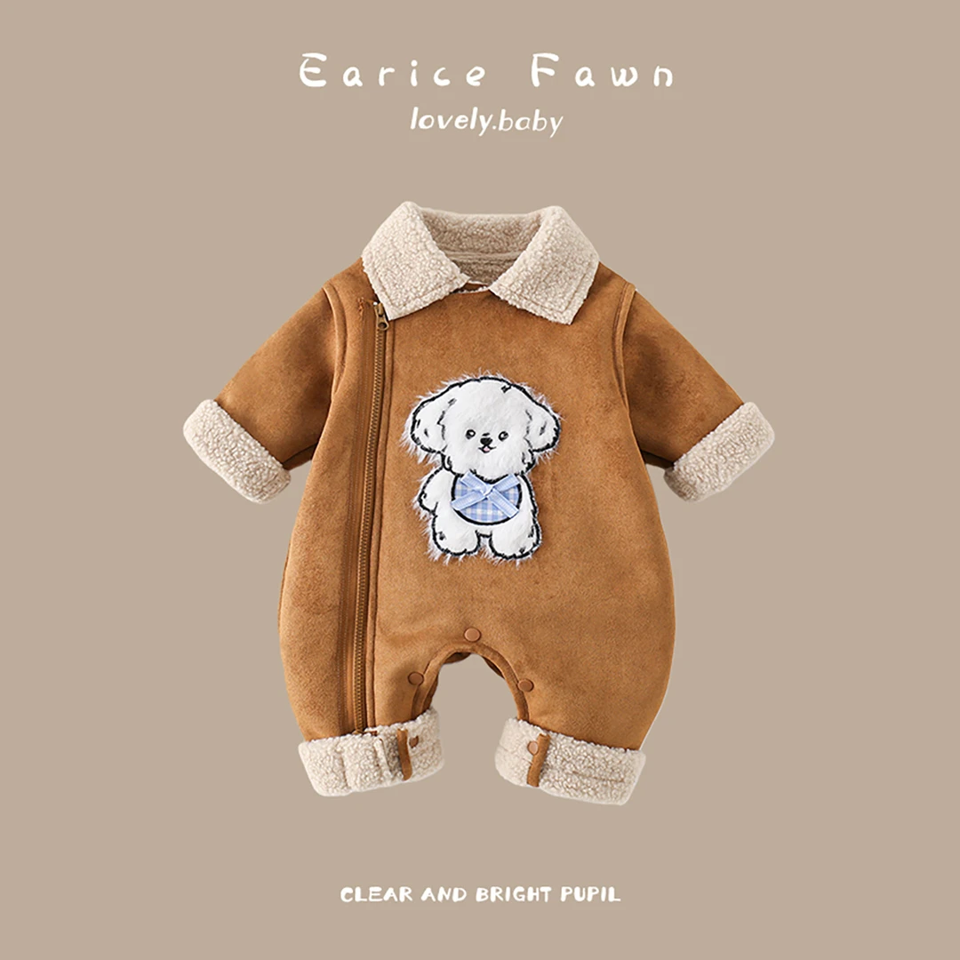 YM新生婴儿衣服秋冬装夹棉男女宝宝加厚连体衣爬服满月周岁外出棉