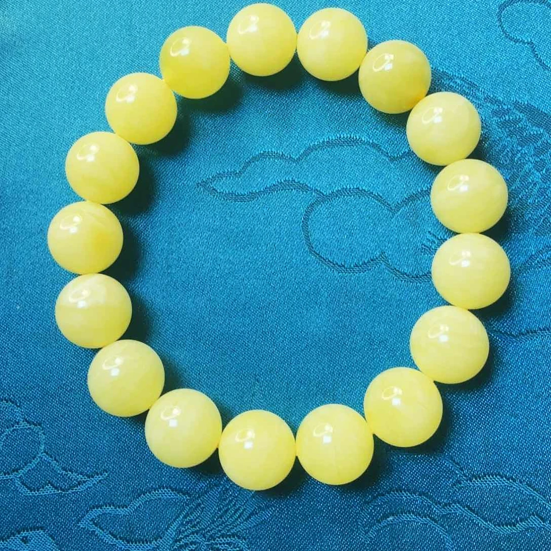 蜜蜡珠宝奇石未镶嵌重****比同料蜜蜡黄白花13m单圈