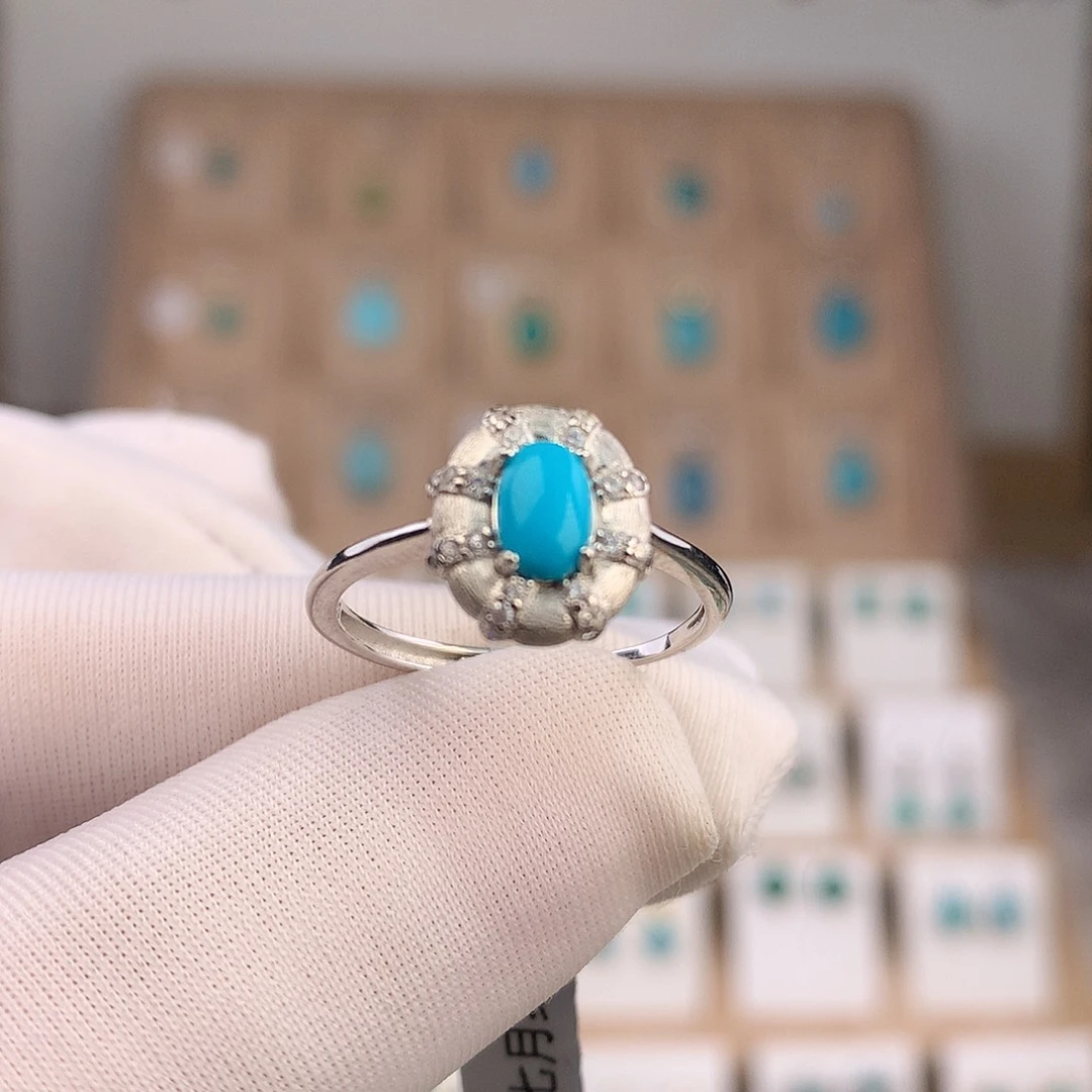 绿松石银S925镶嵌戒指