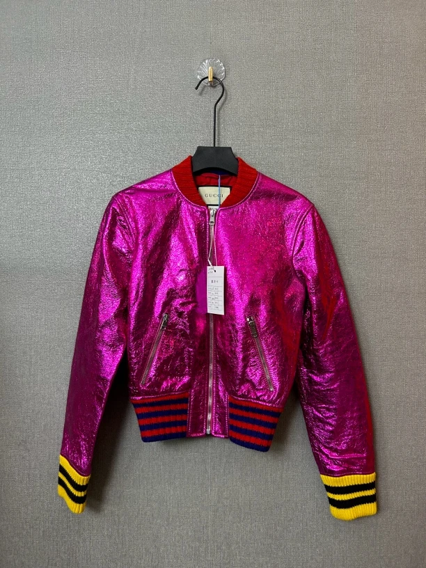 95新 GUCCI/古驰 紫色亮闪短款外套
