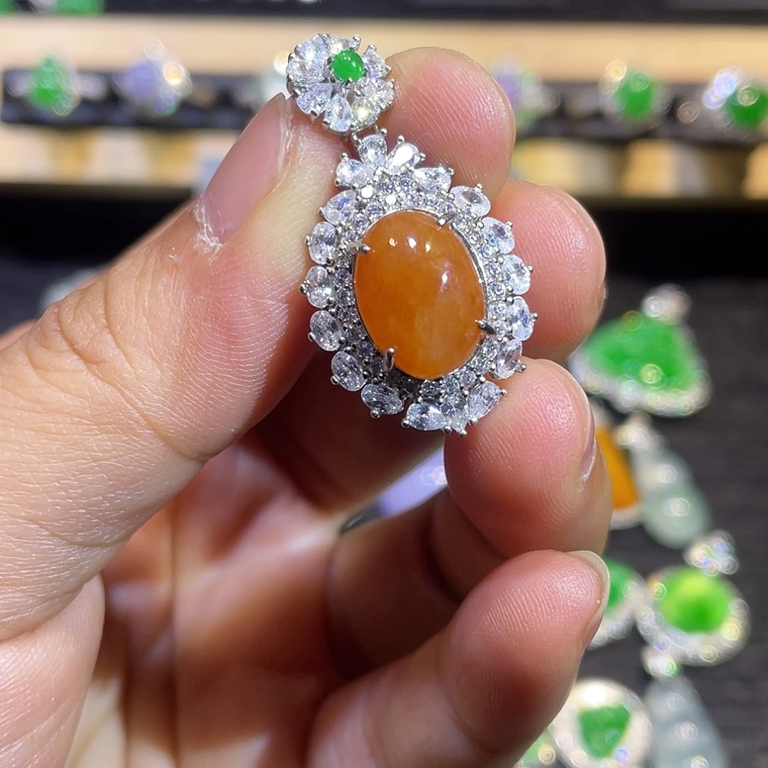 翡翠银S925镶嵌吊坠(不含链)