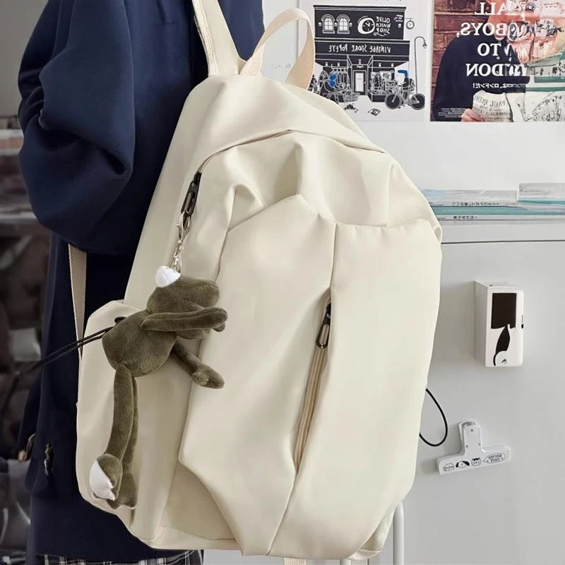 男大学生无印风简约大容量双肩包休闲女初中生高中生旅行背包书包