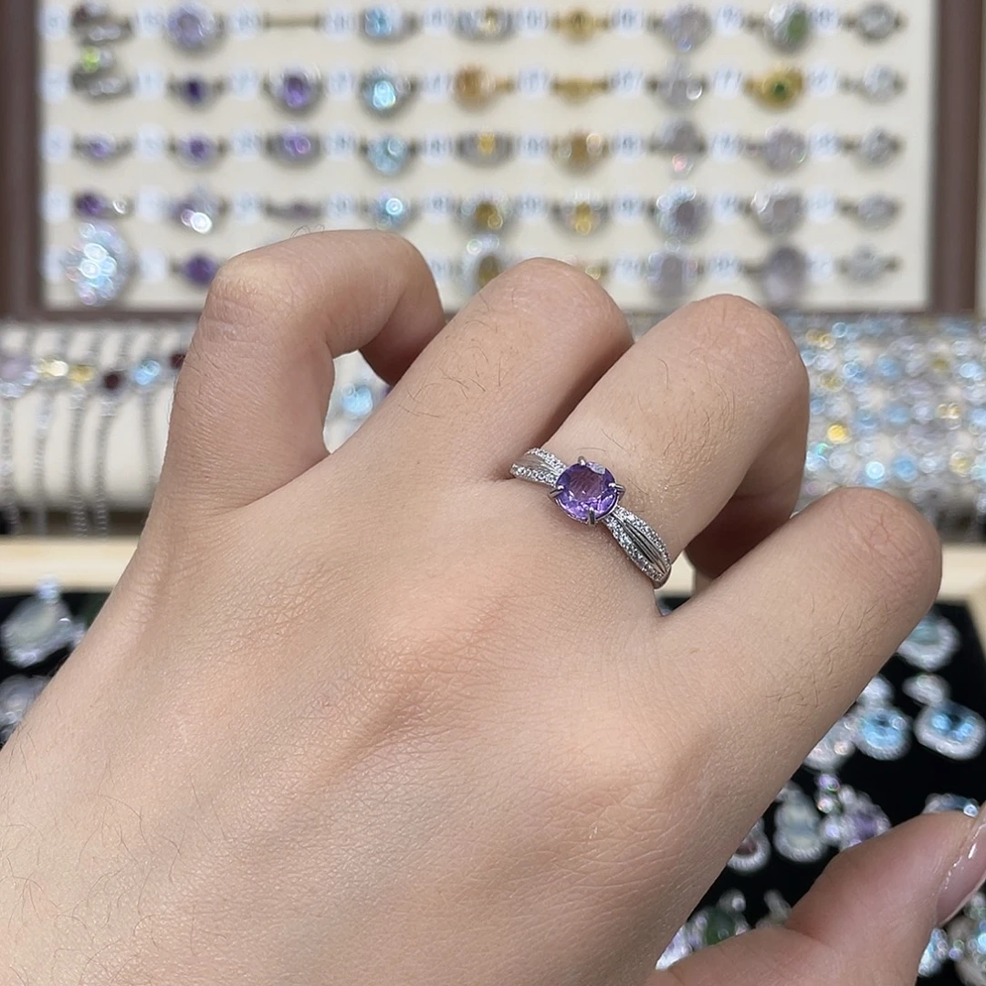 紫晶银S925镶嵌戒指