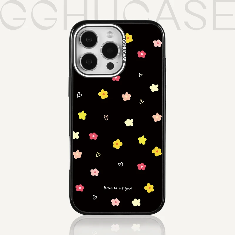 乖乖虎原创套边彩色小花适用苹果iPhone16promax简约ins风手机壳