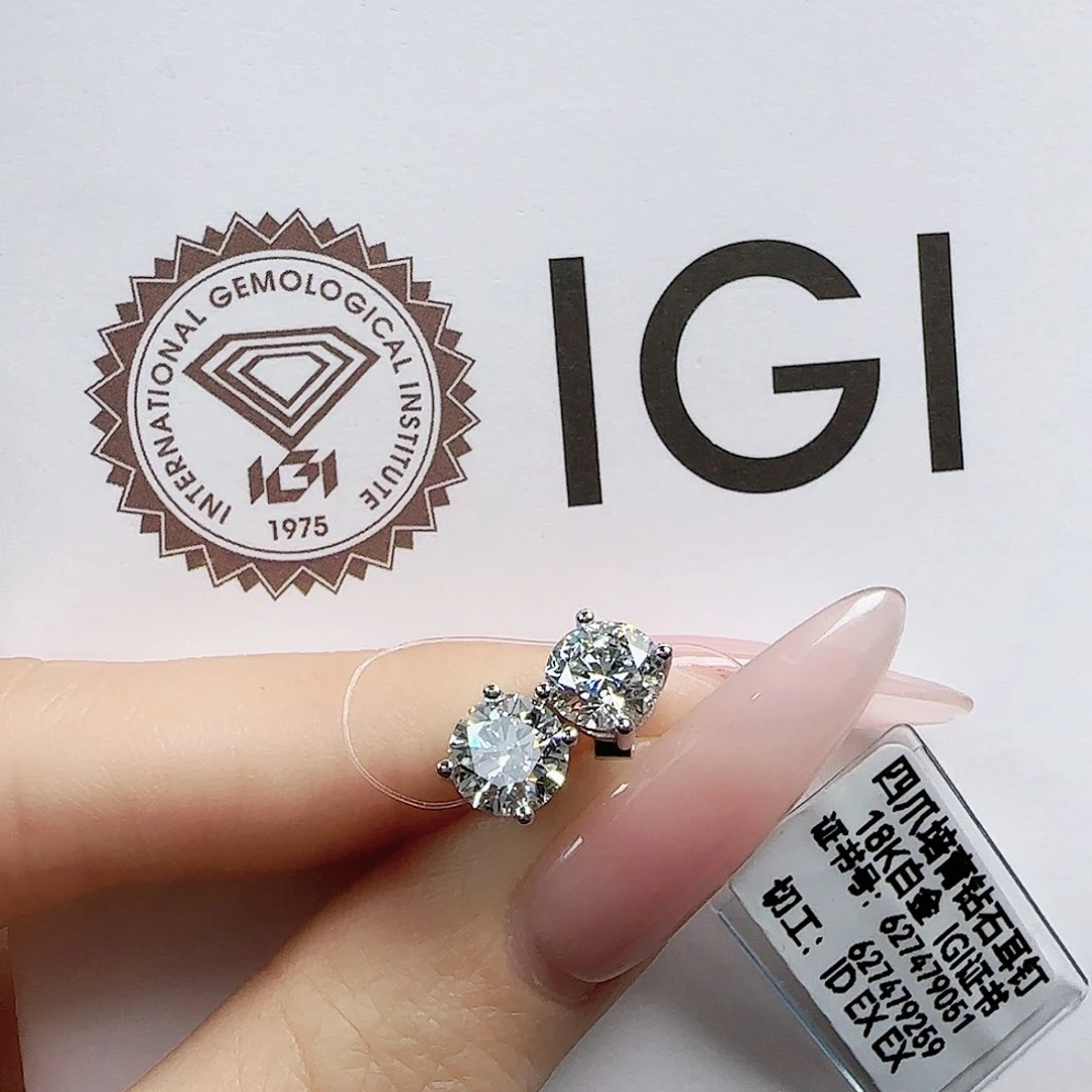 实验室培育钻石18K金镶嵌单颗1.11ct d vvs2