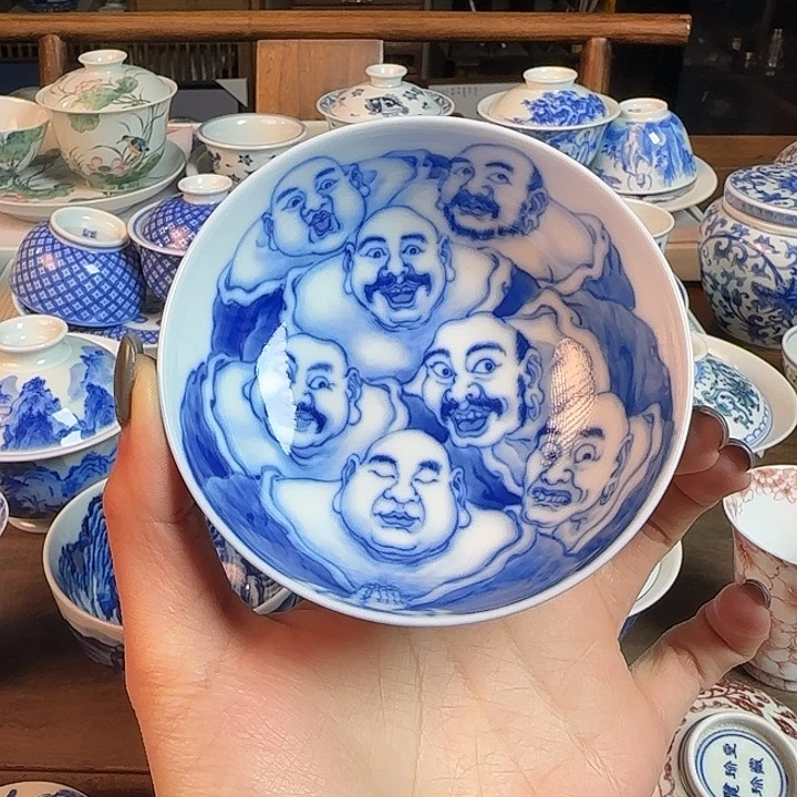 名窑口 非遗画师霁蓝普洱杯