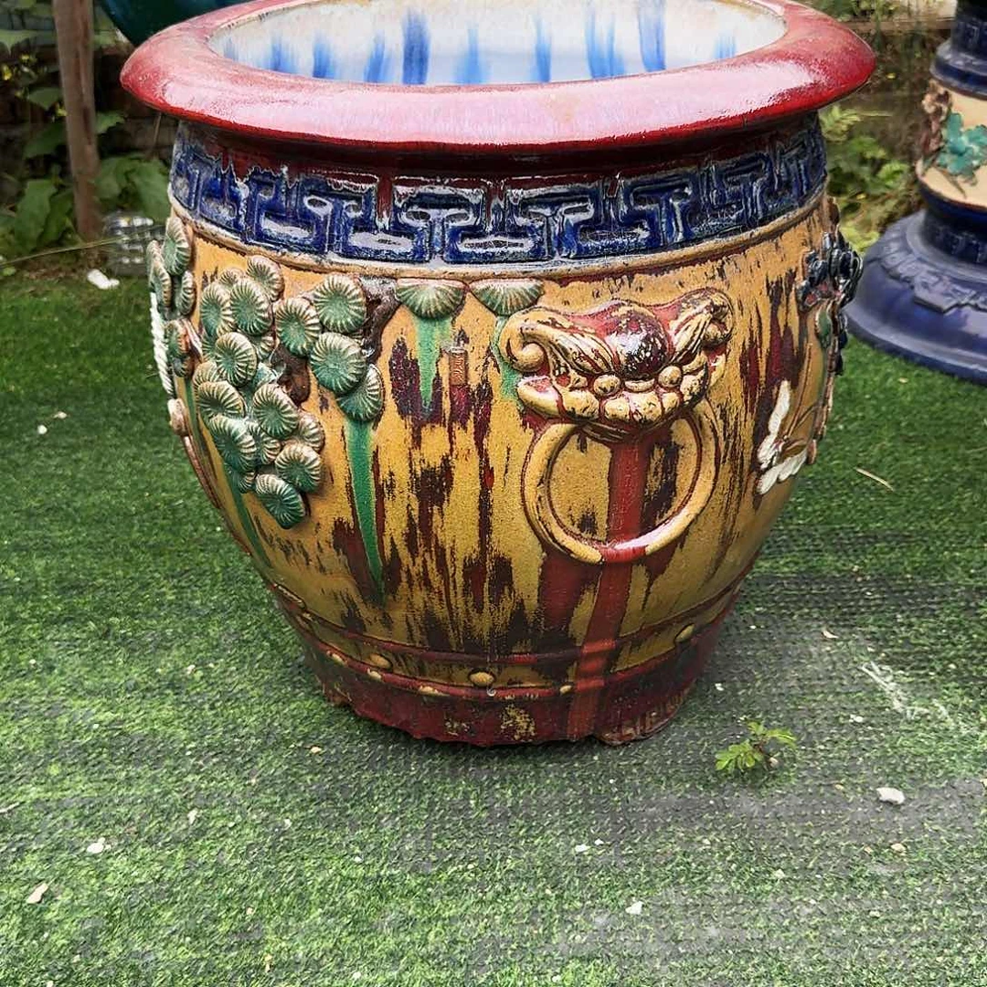 红陶朱石湾盆1200