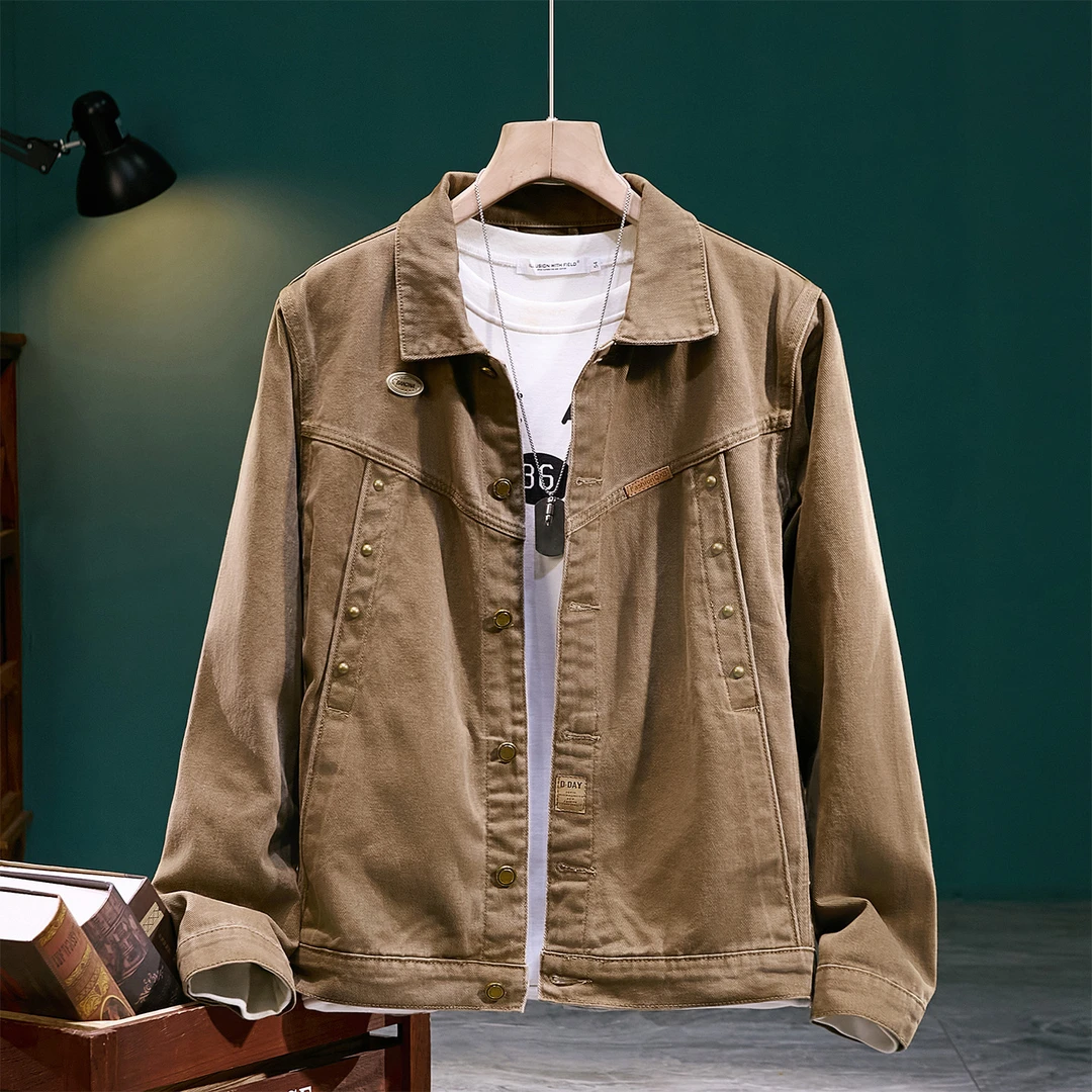 【老炮工匠】2025男士休闲外套新款潮流翻领男款百搭青年上衣JK756