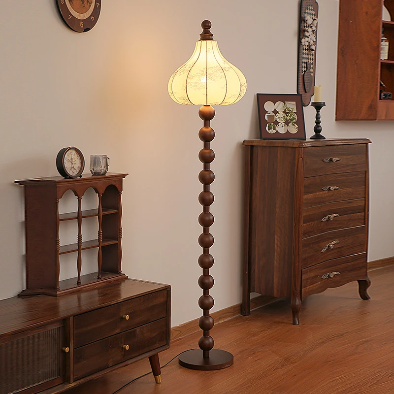 中古落地灯侘寂风客厅沙发旁新中式美式复古卧室法式高级感氛围灯