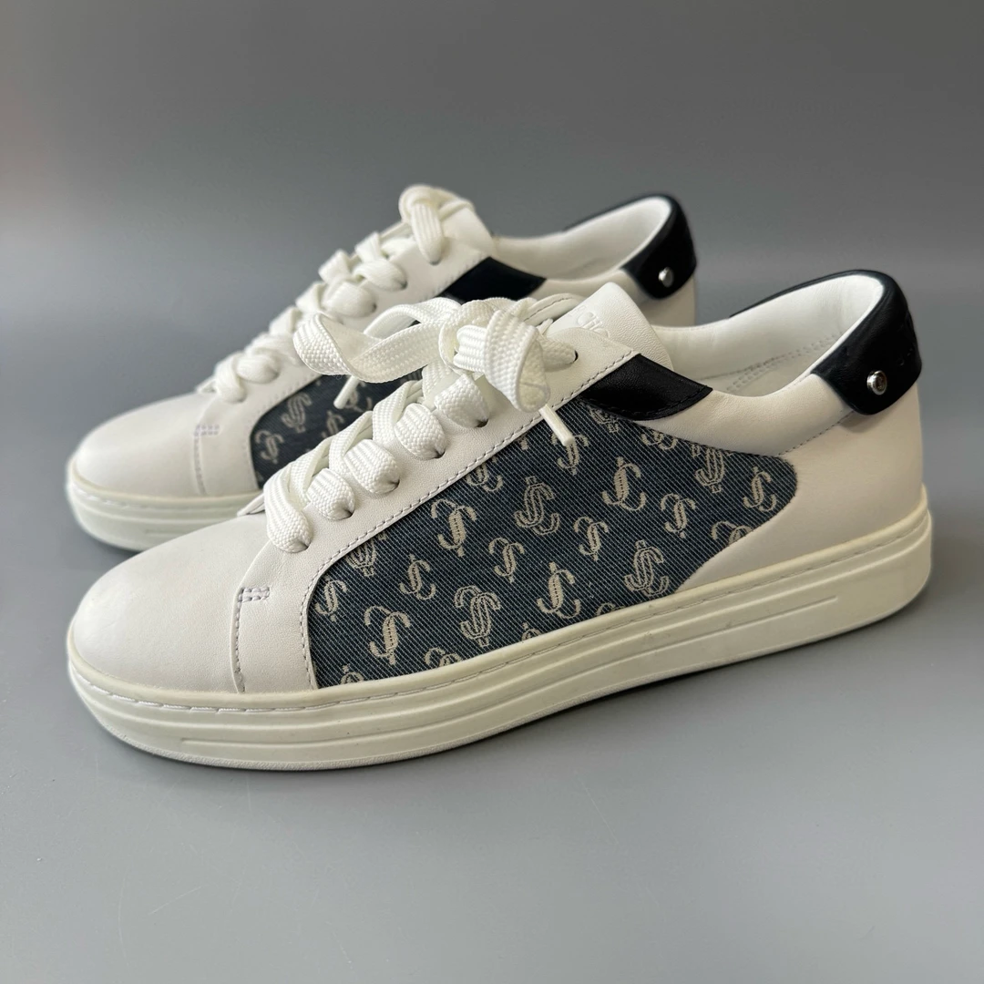 99新 JIMMY CHOO/吉米周 J6 运动鞋牛仔休闲板鞋时尚老花