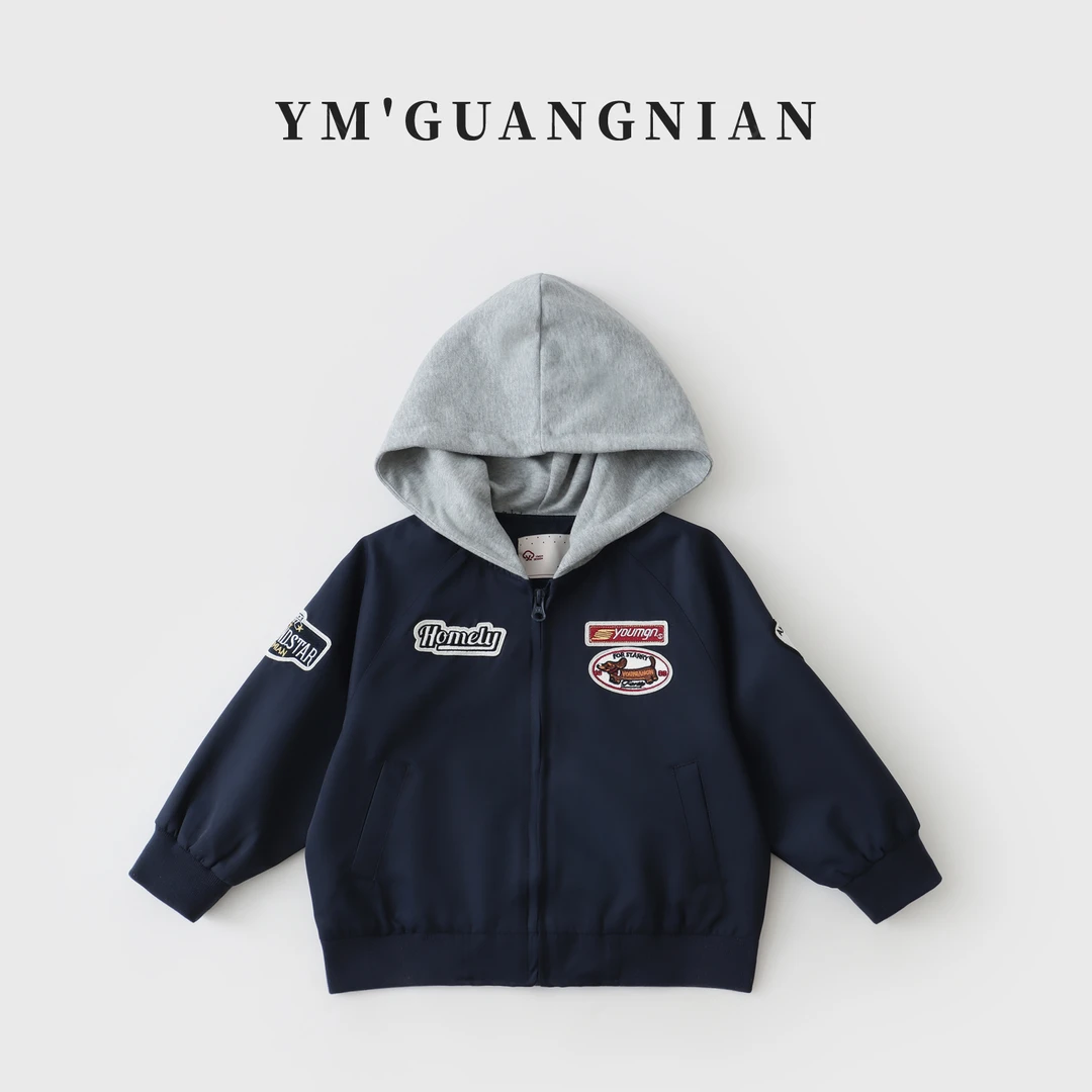 【幼棉光年】秋季儿童撞色休闲百搭连帽外套3221387