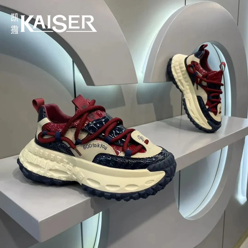 KAISER/凯撒·男鞋冬季时尚百搭休闲老爹鞋男士厚底增高运动阿甘鞋