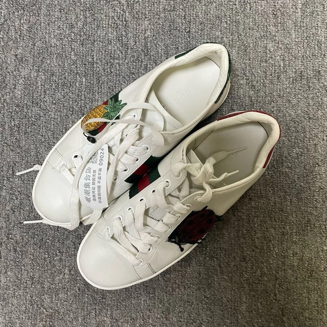 95新 GUCCI/古驰 ACE 菠萝刺绣系带运动时尚板鞋  35码/09024 szs