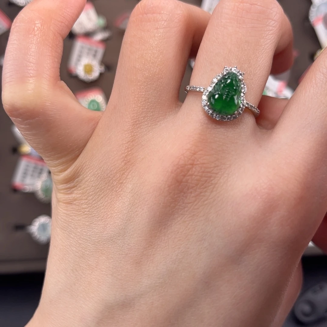 翡翠戒指银S925镶嵌668895