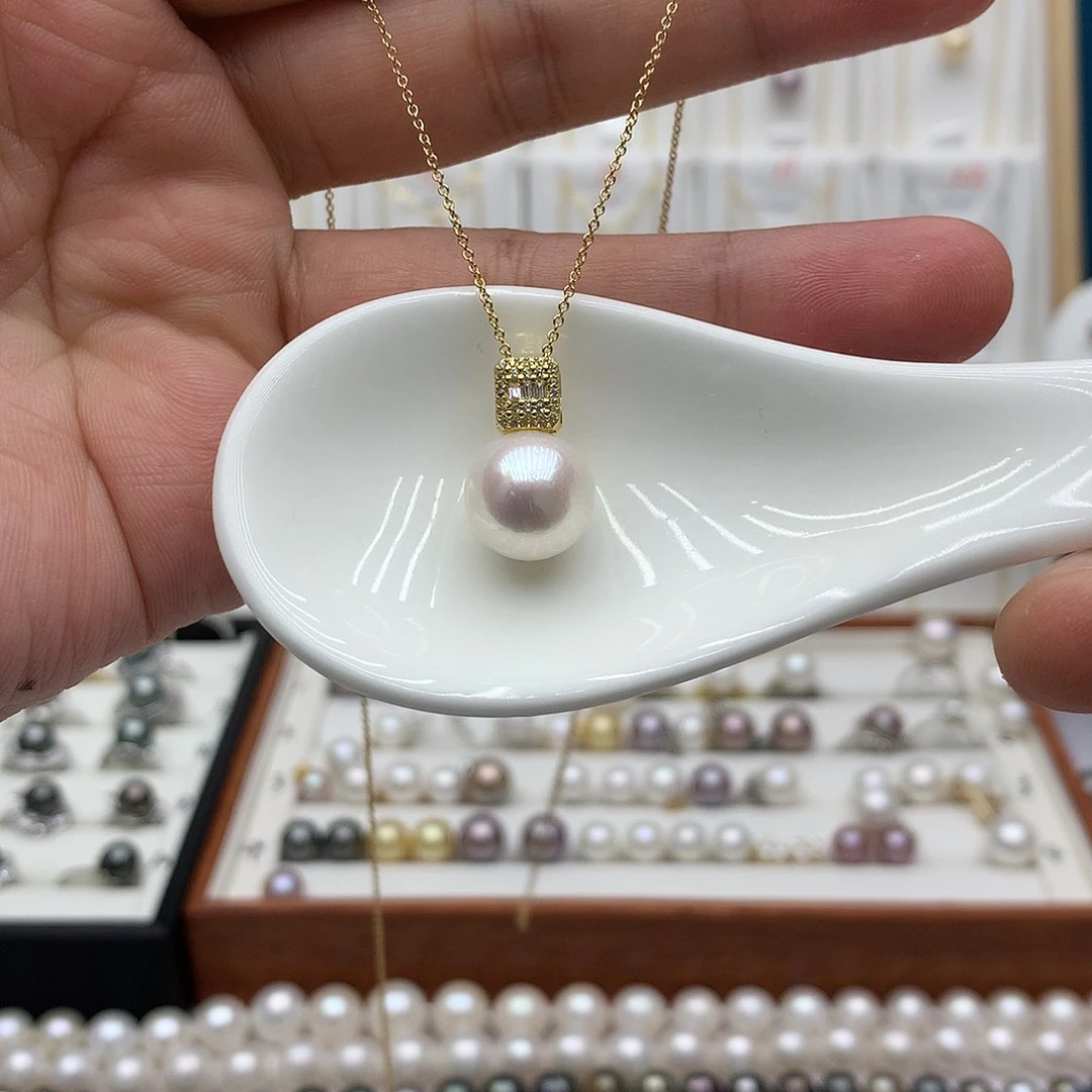 吊坠(不含链)银S925镶嵌淡水珍珠