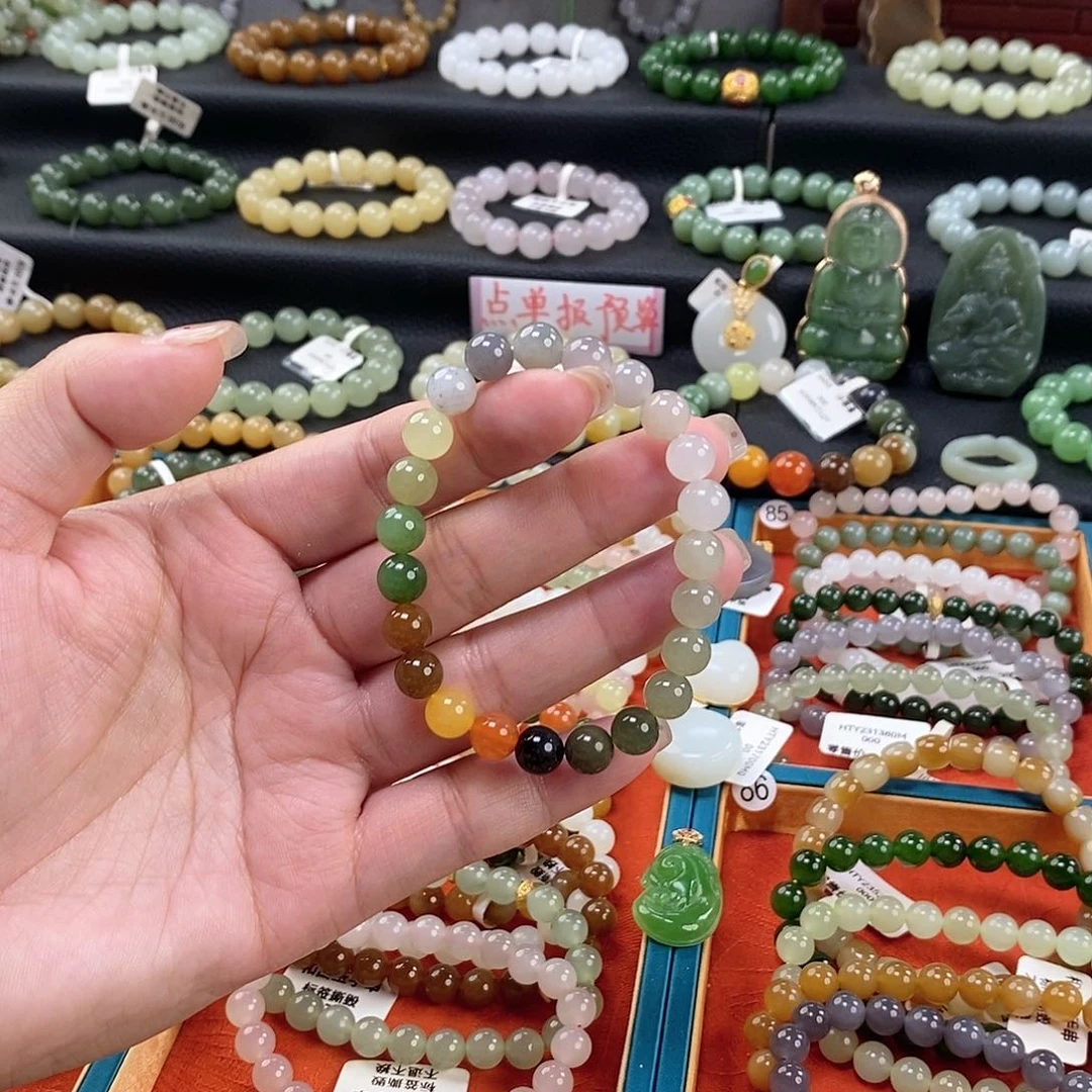 和田玉手链 8MM未镶嵌多宝