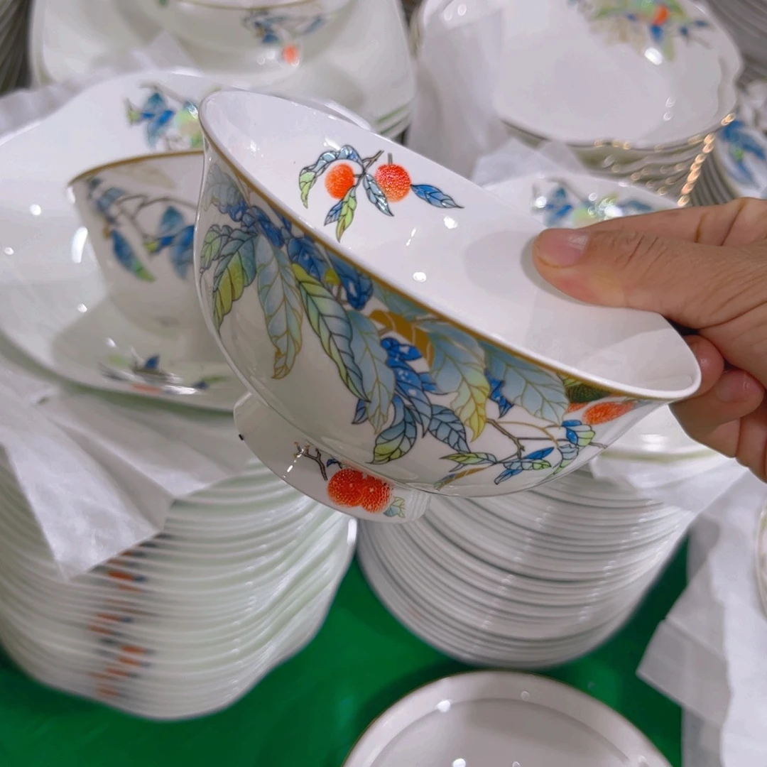 瓷片荔枝高脚腕六个4.5寸