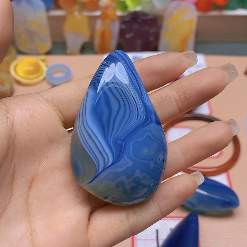 【闪购商品】玛瑙/玉髓颈饰未镶嵌蓝*