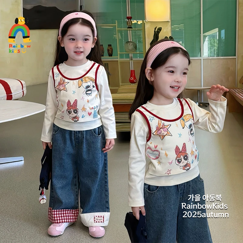 【彩虹家】2025秋款女童飞天小女警假两件套装-66153