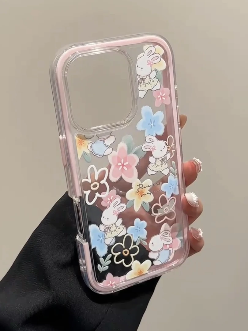 粉色蝴蝶结花朵兔子适用iphone/华为手机壳苹果简约创意新款ins潮