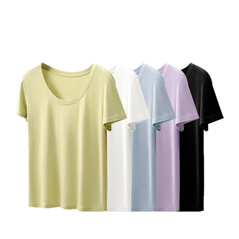 【礼盒装】设计感U领凉感T恤2025春季时尚休闲百搭显瘦短袖Z391