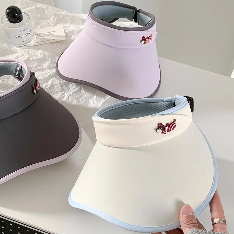 可爱小狗空顶防晒帽女夏季2025新款防紫外线遮阳帽大帽檐太阳帽子