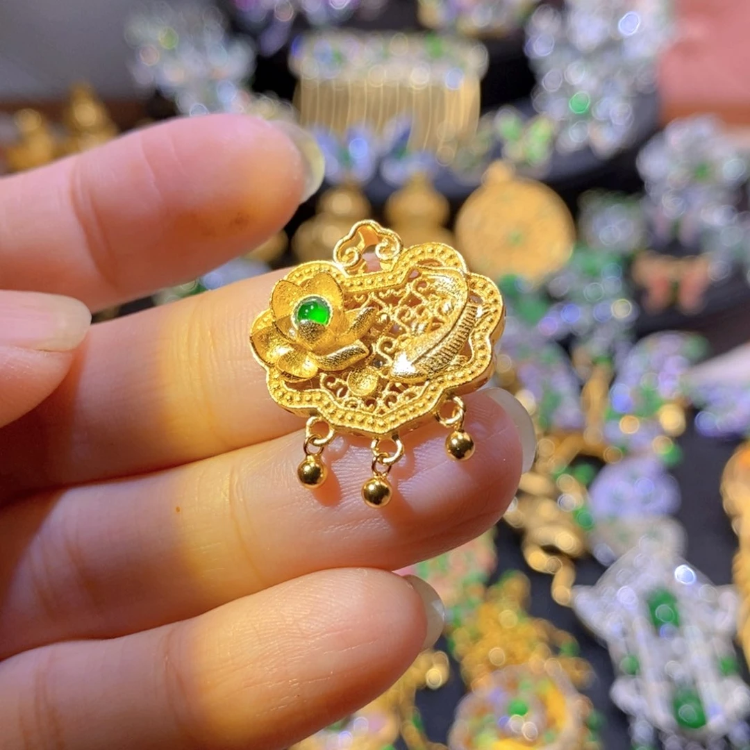 吊坠(不含链)银S925镶嵌翡翠