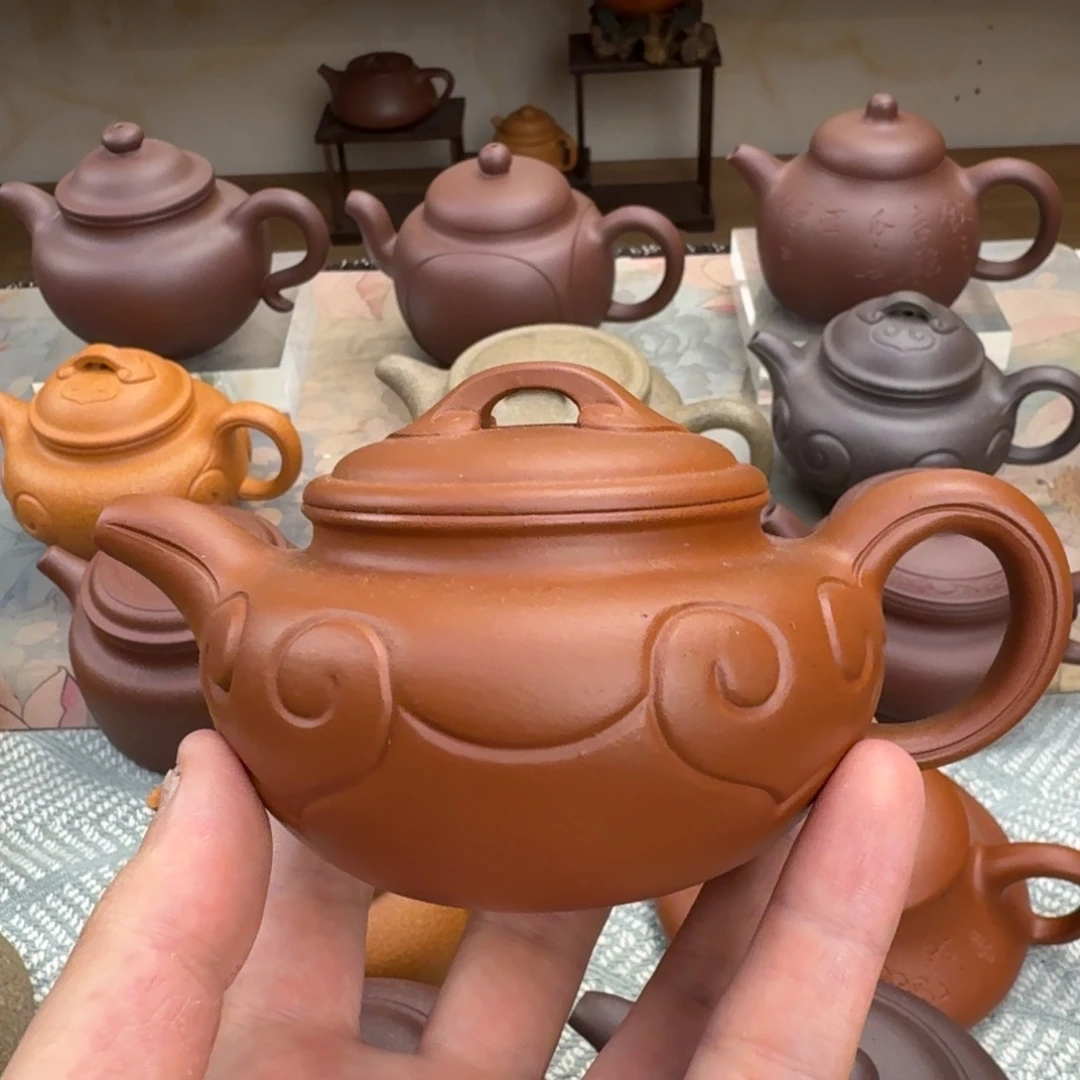 紫砂茶壶微瑕 仿古如意 小红泥 220cc