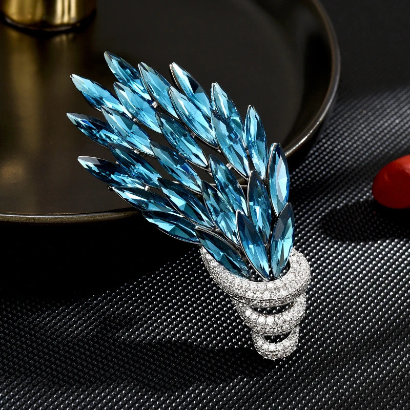 合金胸针 【蓝色麦穗】轻奢高档时尚百搭奢华优雅简约大衣胸花4169
