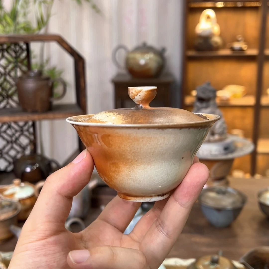 中白盖碗敬佩柴烧