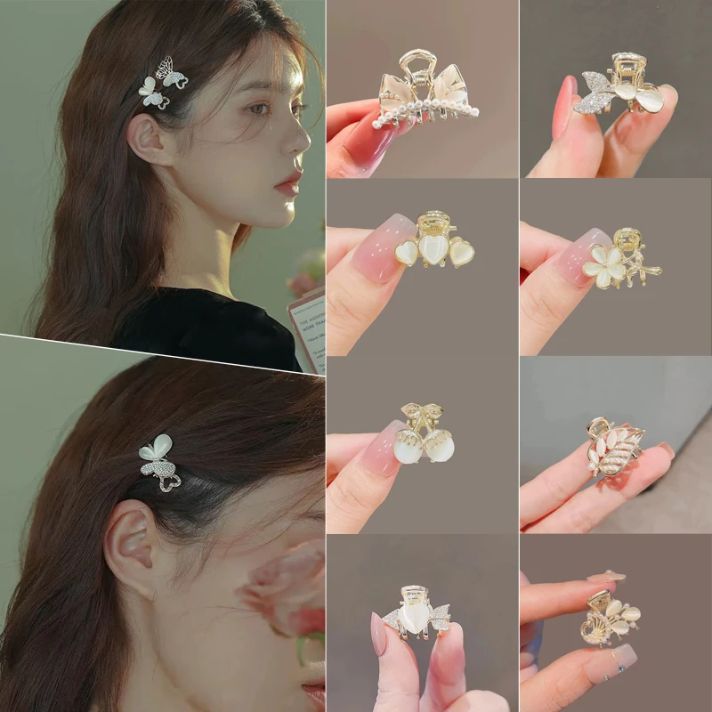 猫眼石刘海侧边夹小抓夹仙女网红成人儿童气质后脑勺发夹横夹头饰