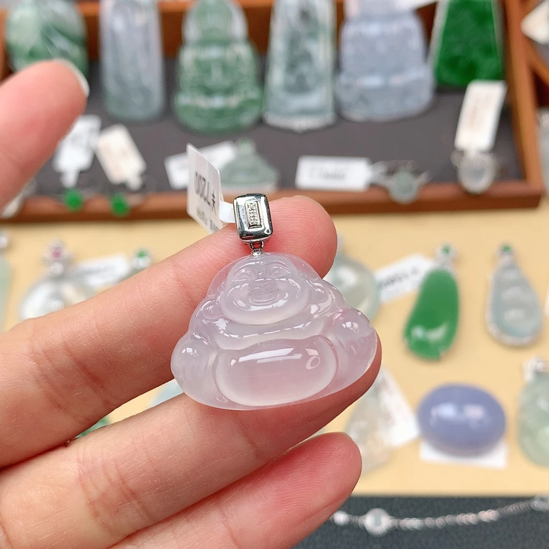 翡翠颈饰18K金镶嵌佛公