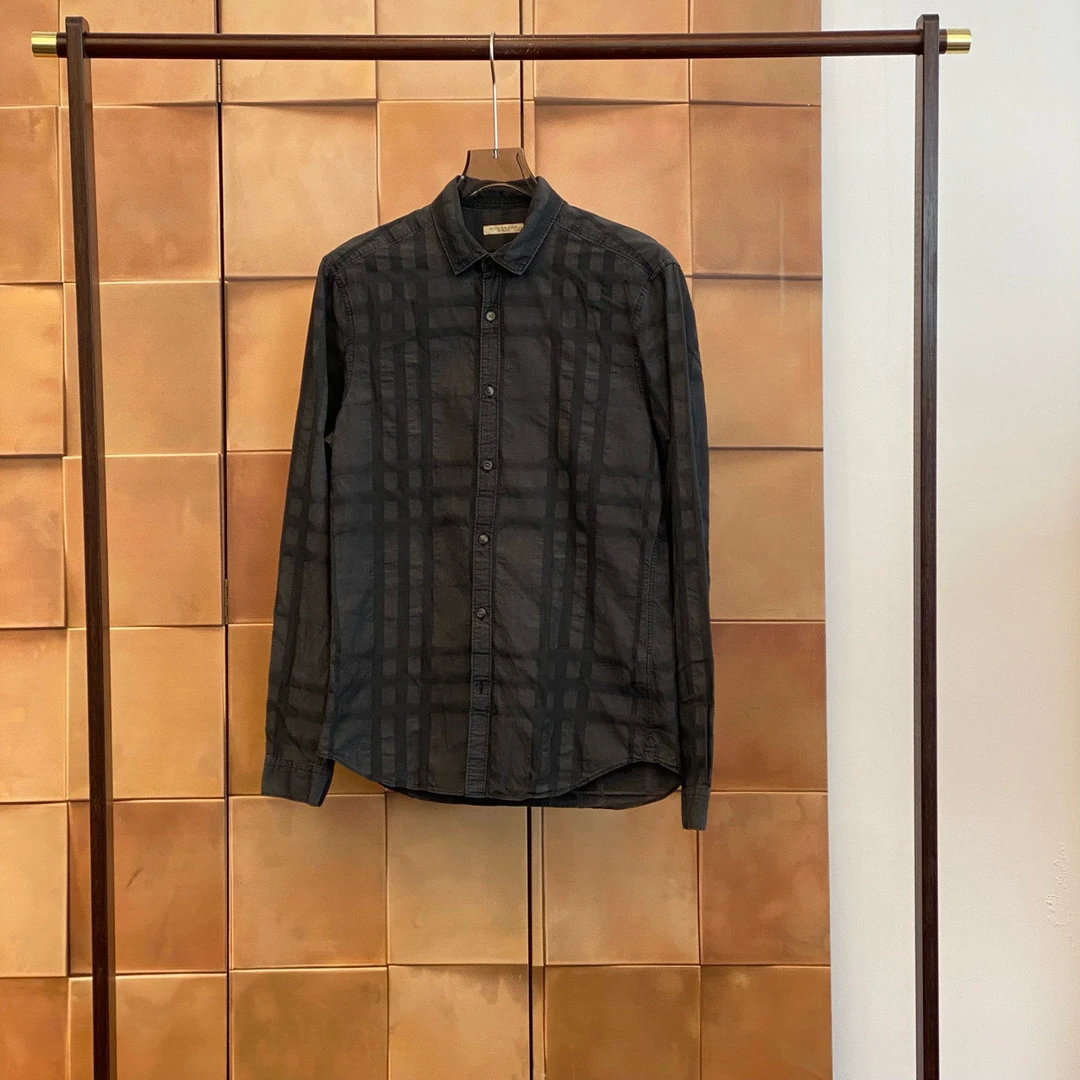 99新 BURBERRY/博柏利 Burberry烟灰色格纹衬衫/m码/98新/29481