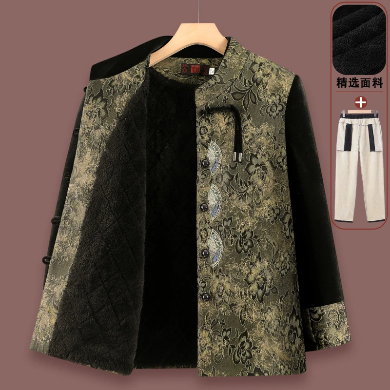 奶奶秋装外套加绒加厚老年人中式唐装上衣妈妈装冬装开衫衣服宽松