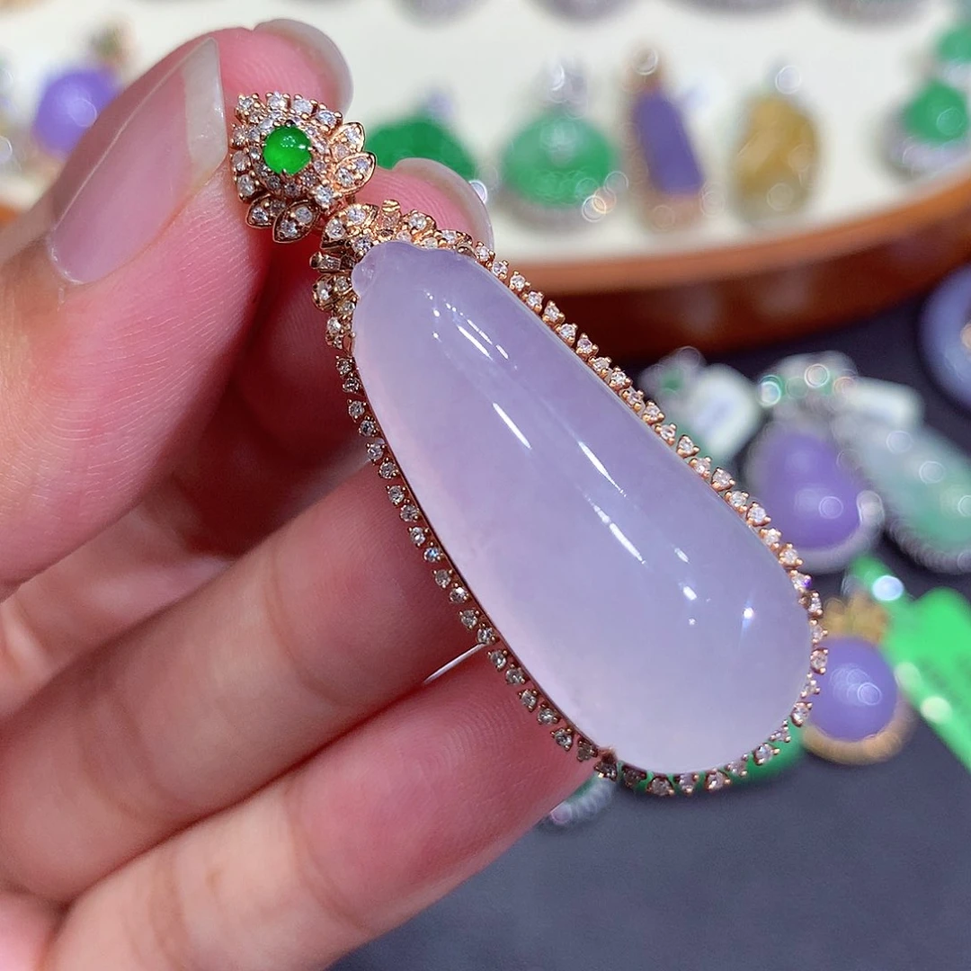 翡翠18K金镶嵌吊坠(不含链)