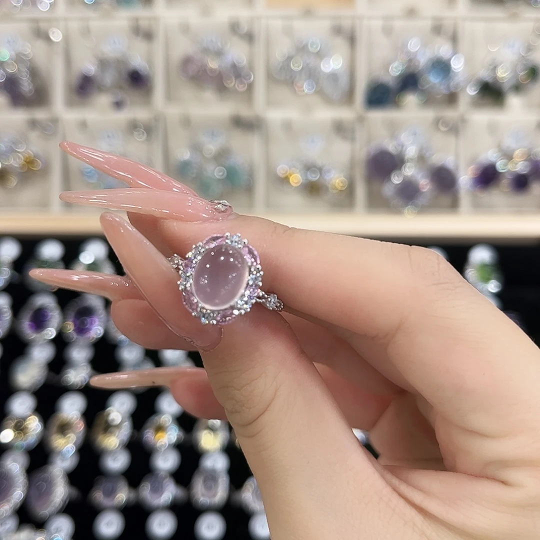 妳***天戒指银S925镶嵌芙蓉石