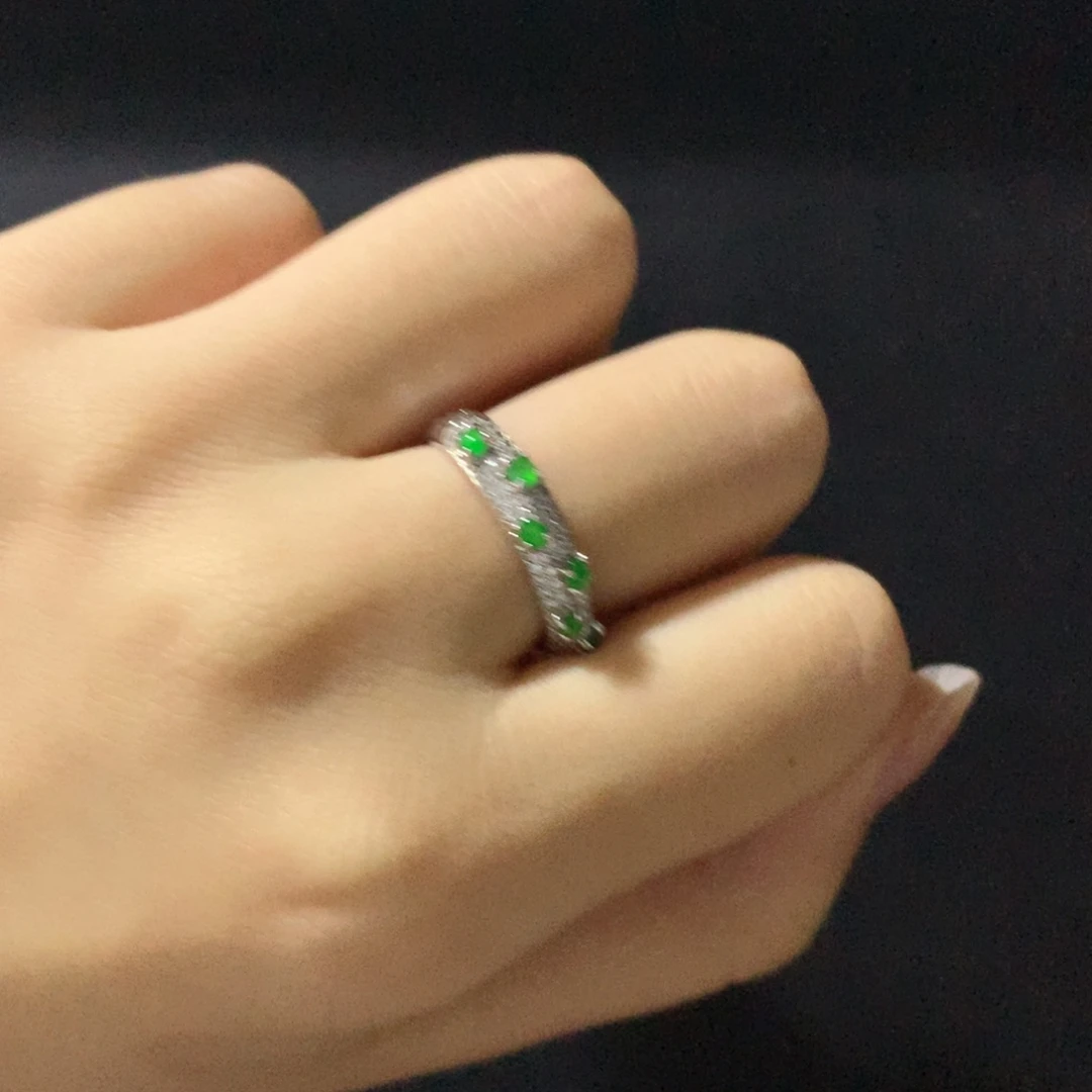 翡翠戒指银S925镶嵌