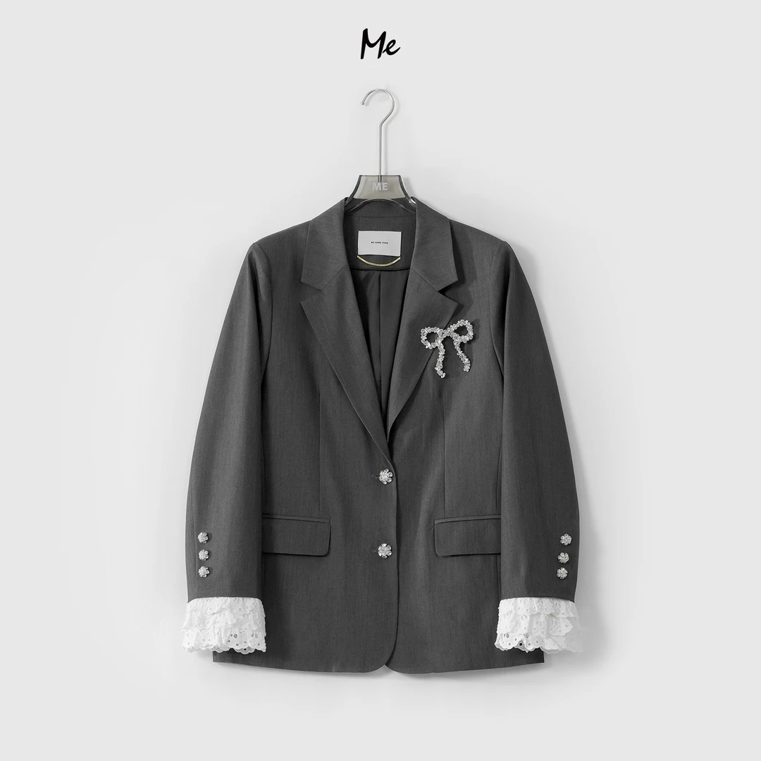 ME【蝴蝶结西装】绵羊毛混纺奢牌感法式千金风显瘦西服MESS0597
