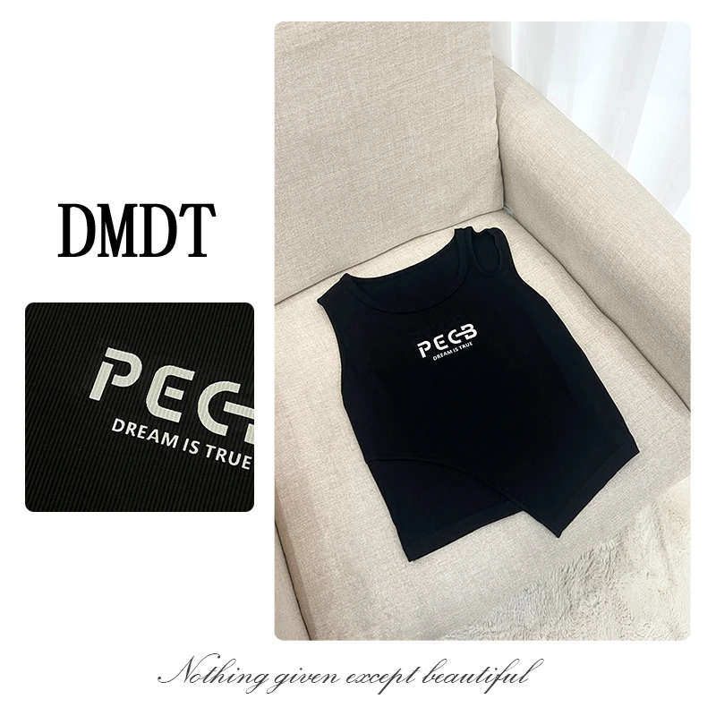 【DMDT潮牌】新品“锁骨精”字母印花显瘦无袖休闲背心A1865