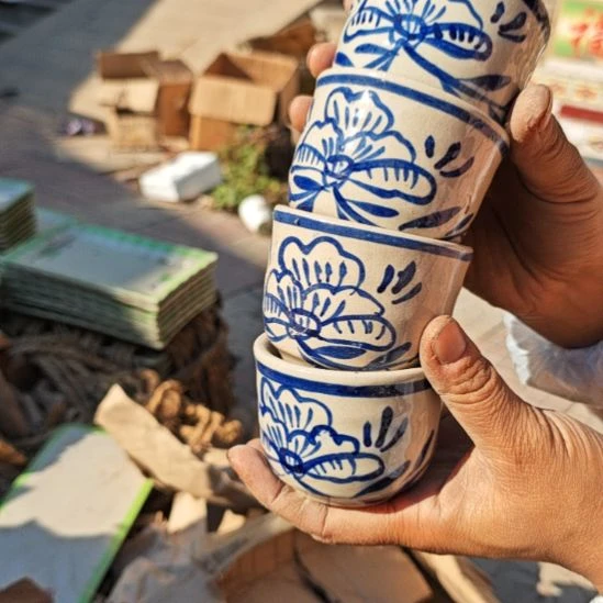 库存微瑕手绘杯子四个